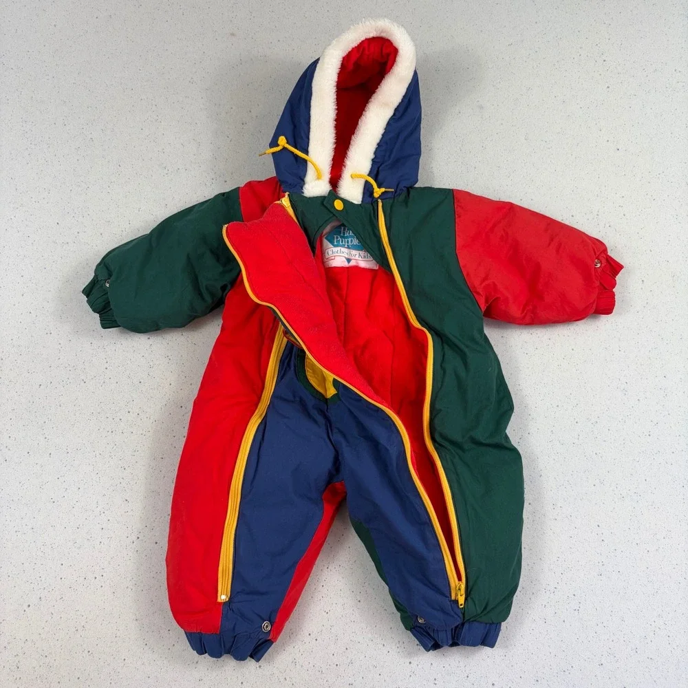 HUSH PUPPIES Vintage Multicolor Primary Colorblock Snowsuit 18M‎